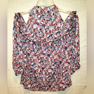Cold shoulder floral blouse